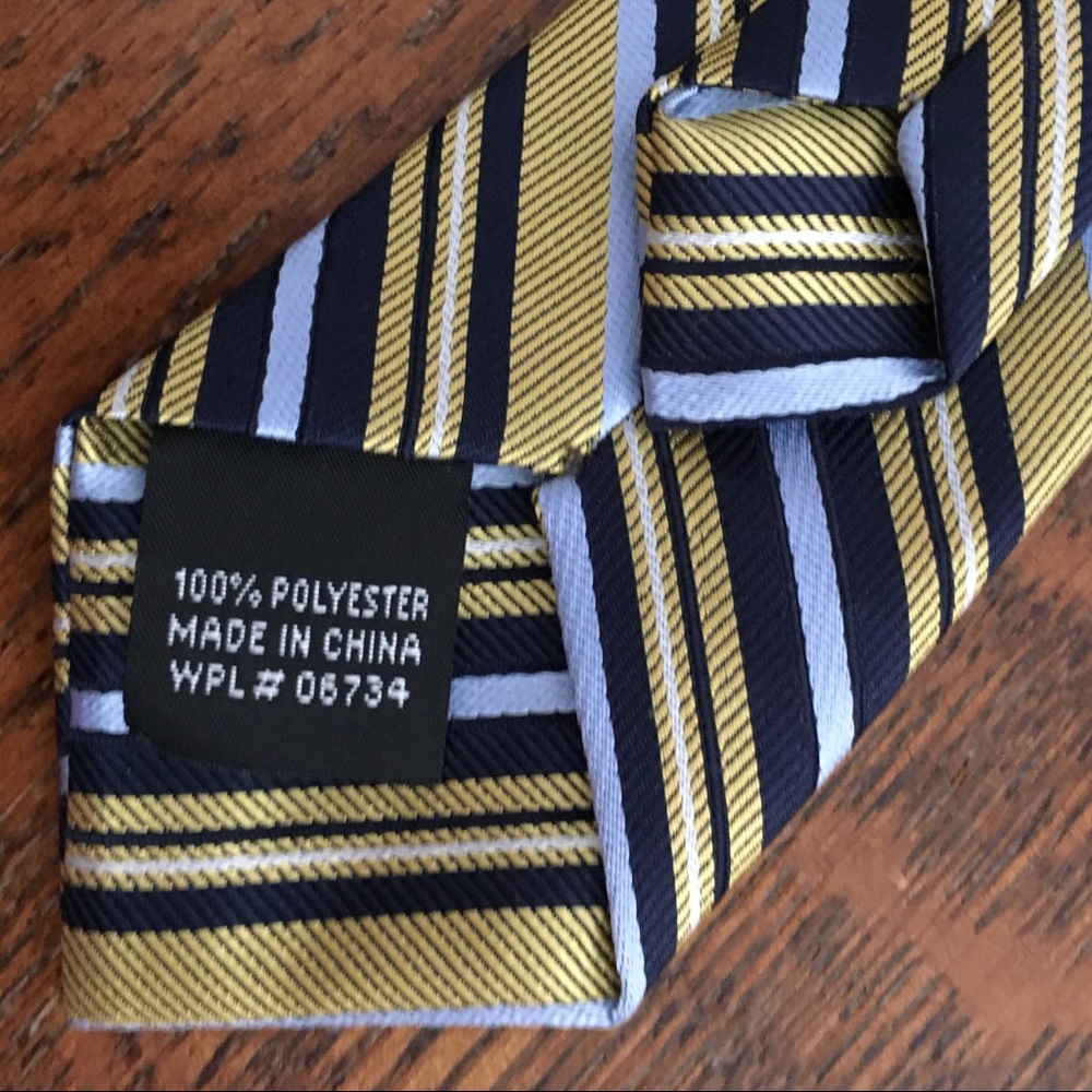 🔴 Yellow & Navy Clip Necktie - Picture 6 of 6